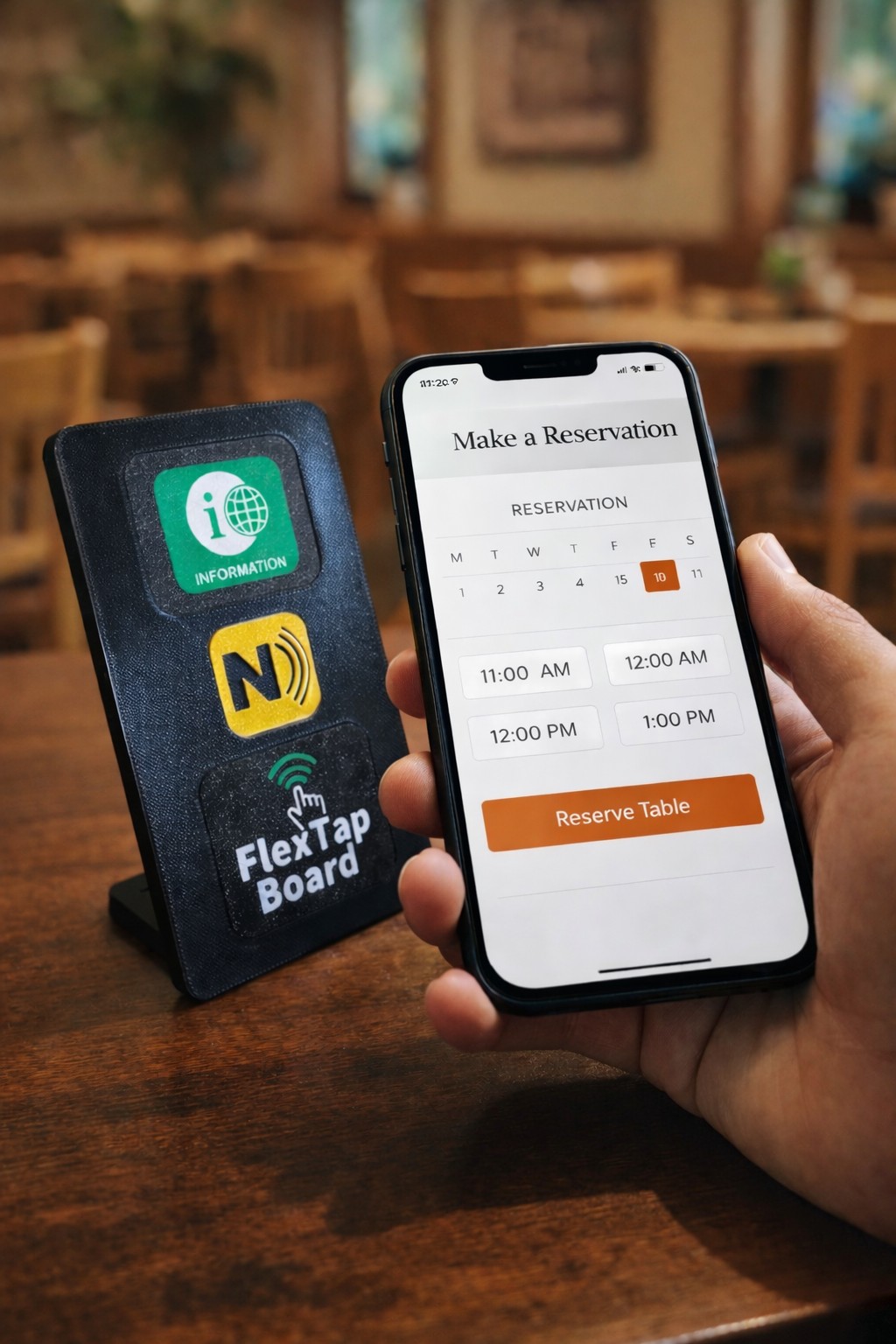 予約やメニューのボタンが並ぶイメージ